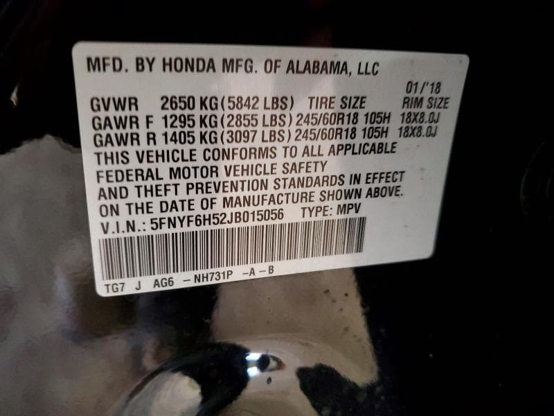 2018 HONDA PILOT EXL 13