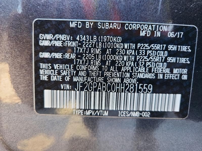 2017 SUBARU CROSSTREK PREMIUM 14