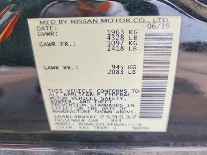 2019 NISSAN ALTIMA S 13