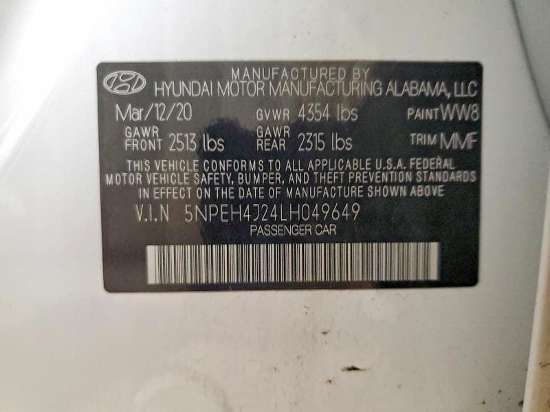 2020 HYUNDAI SONATA LIMITED 12