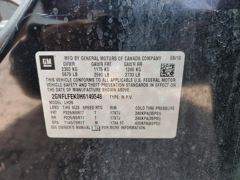 2017 CHEVROLET EQUINOX LT 14