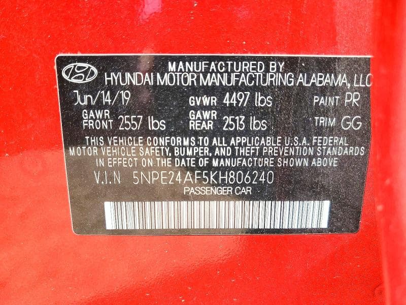 2019 HYUNDAI SONATA SE 12