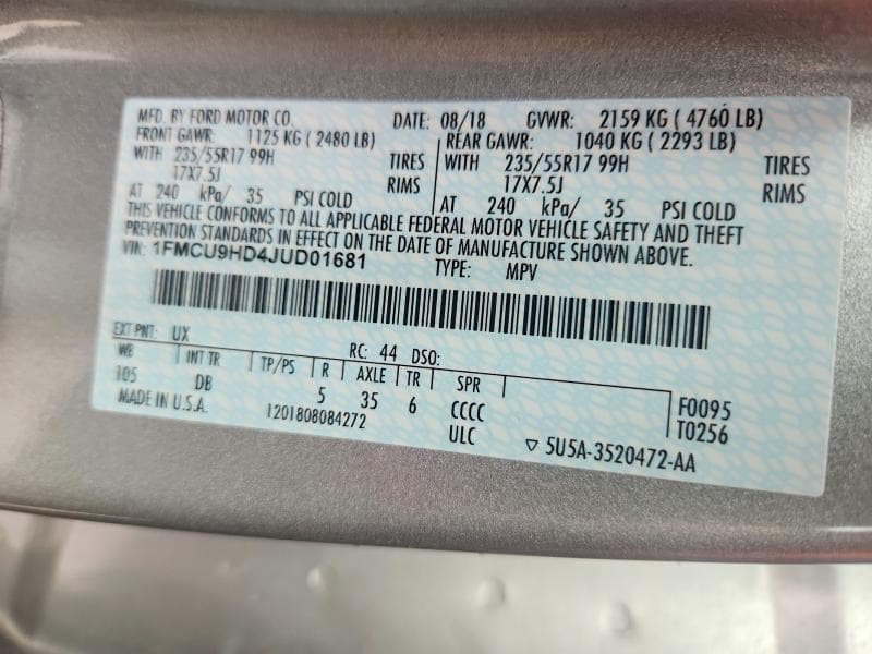 2018 FORD ESCAPE SEL 13