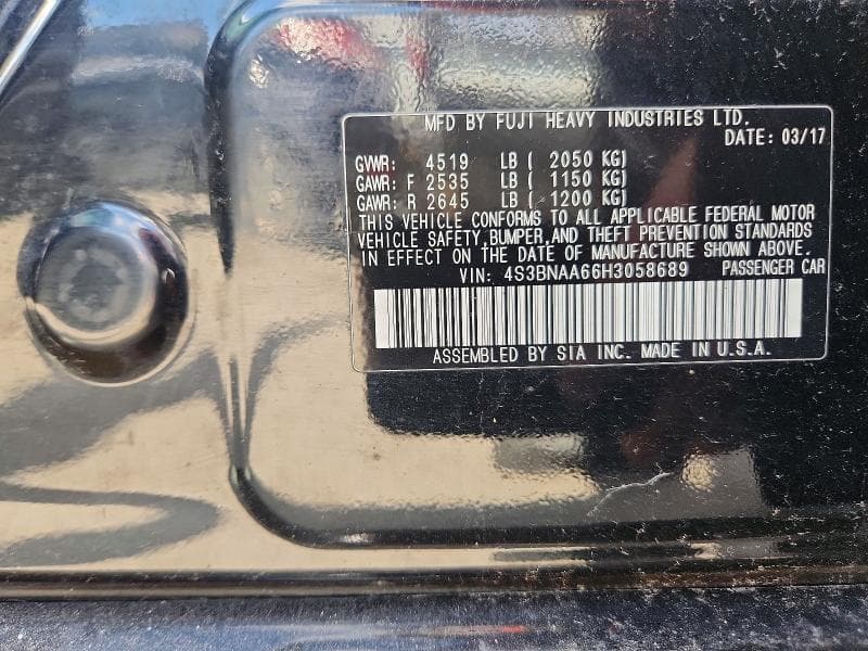2017 SUBARU LEGACY 2.5I 12