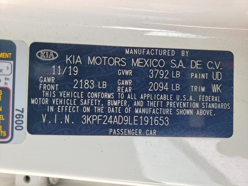 2020 KIA FORTE FE 12