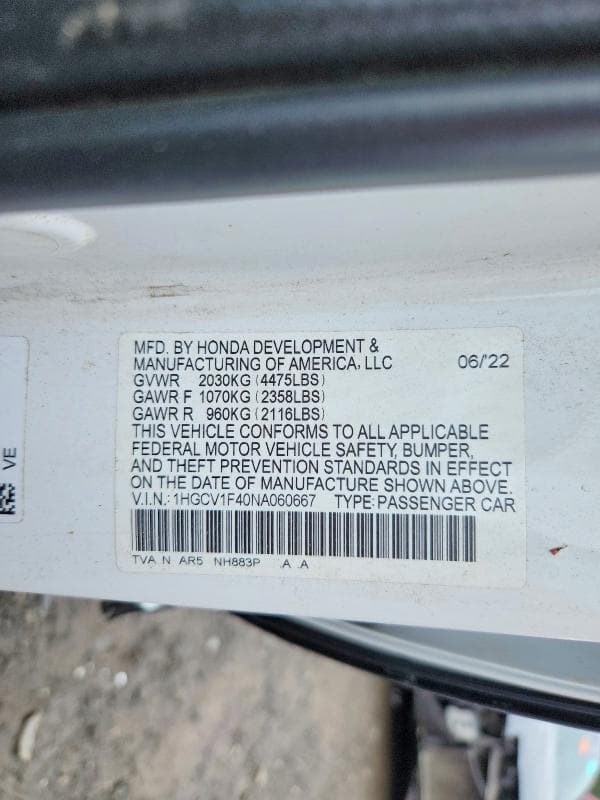 2022 HONDA ACCORD SPORT SE 12