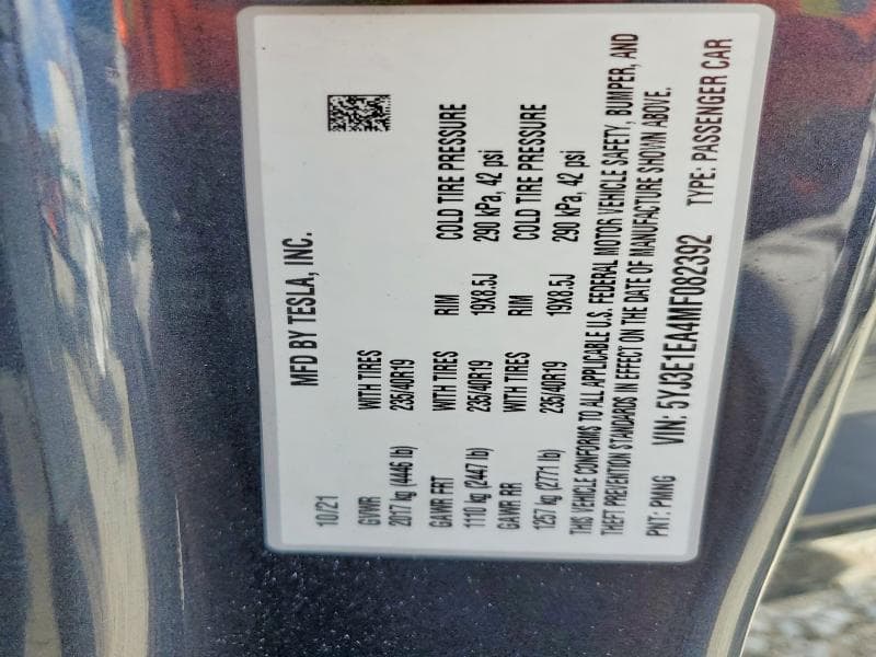 2021 TESLA MODEL 3 12