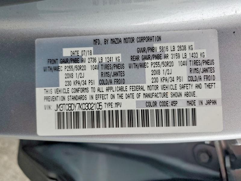 2019 MAZDA CX-9 GRAND TOURING 12