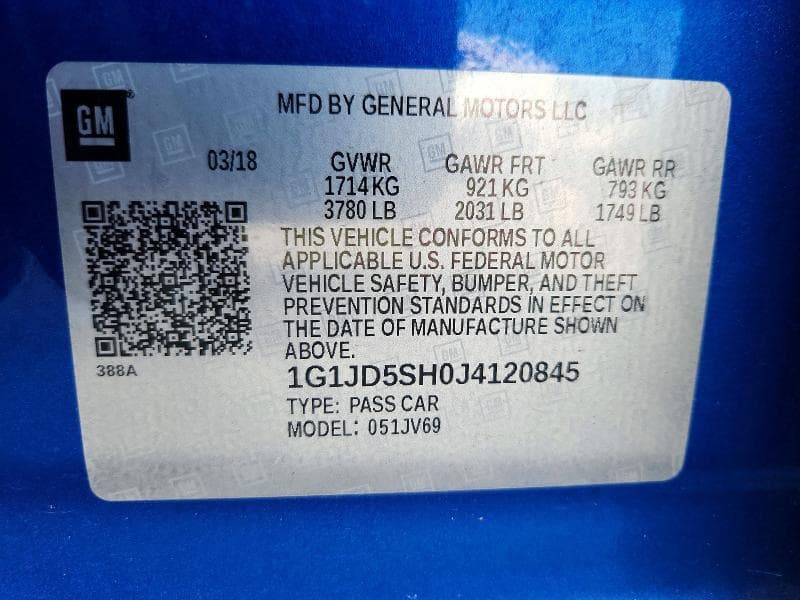2018 CHEVROLET SONIC LT 12