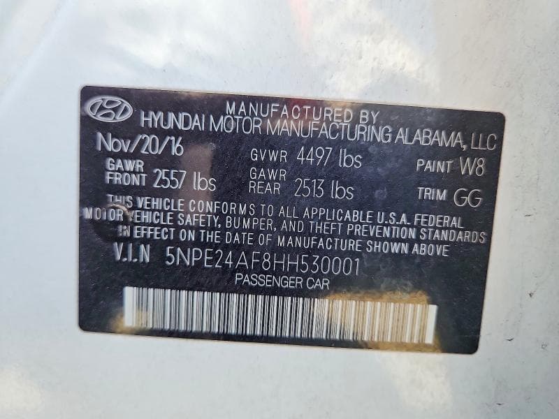 2017 HYUNDAI SONATA SE 12