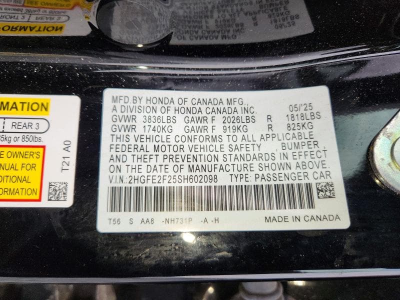 2025 HONDA CIVIC LX 12