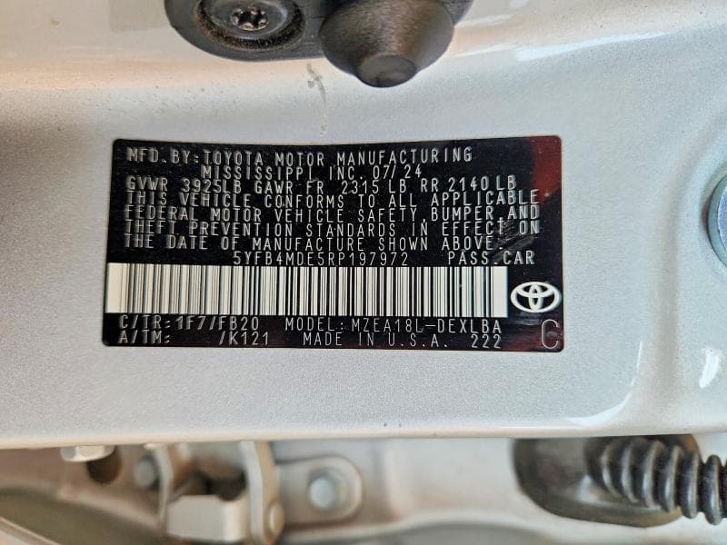 2024 TOYOTA COROLLA LE 12