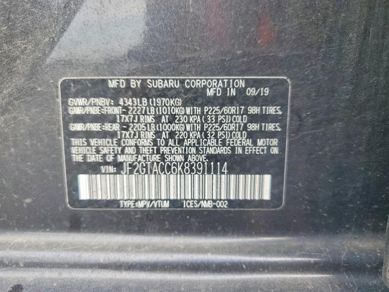 2019 SUBARU CROSSTREK PREMIUM 13