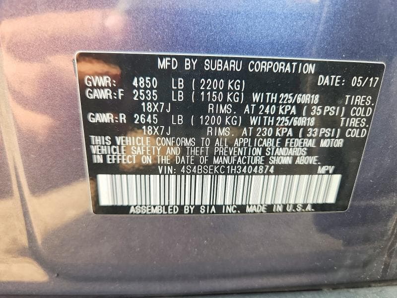 2017 SUBARU OUTBACK 3.6R LIMITED 13