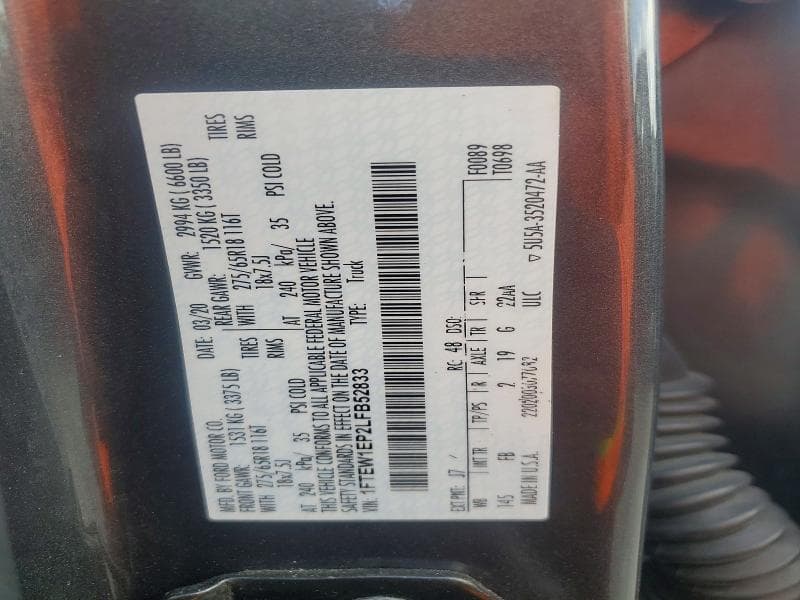 2020 FORD F150 SUPERCREW 12