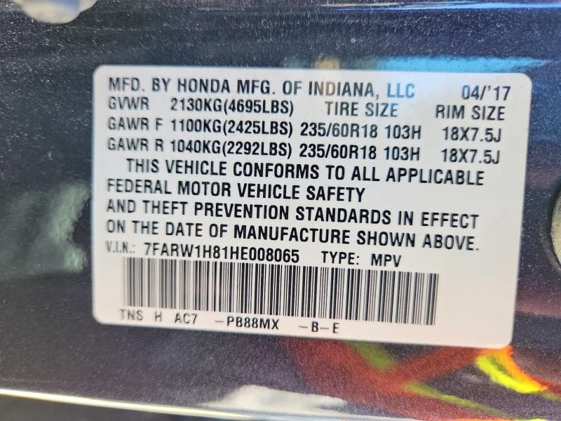 2017 HONDA CR-V EXL 14