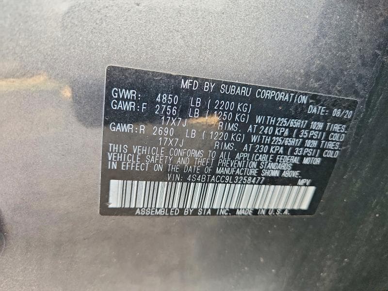 2020 SUBARU OUTBACK PREMIUM 13