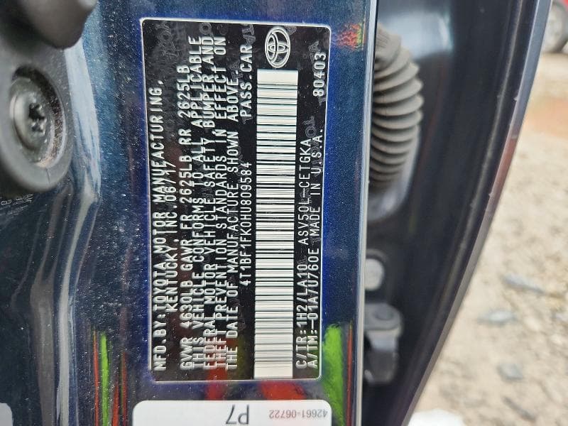 2017 TOYOTA CAMRY XLE 12