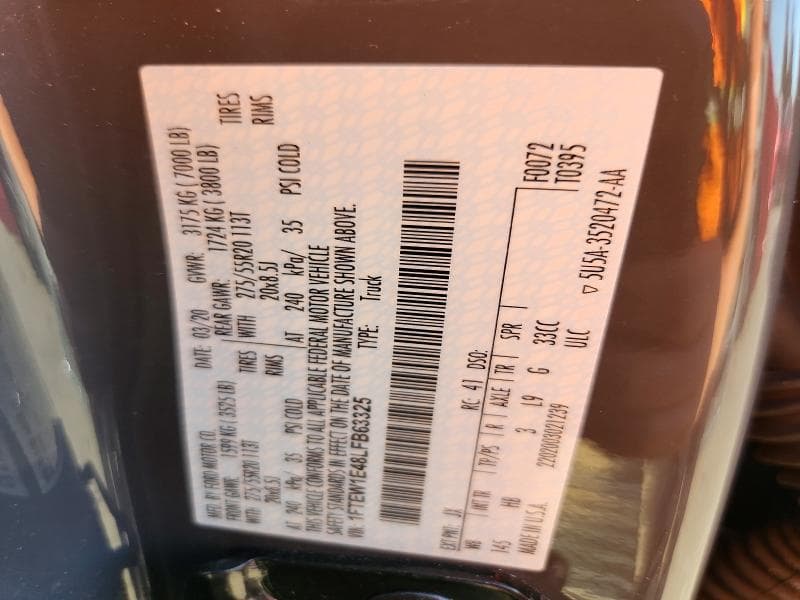 2020 FORD F150 SUPERCREW 12