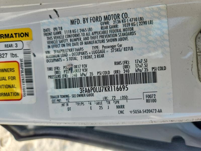 2019 FORD FUSION SE 13
