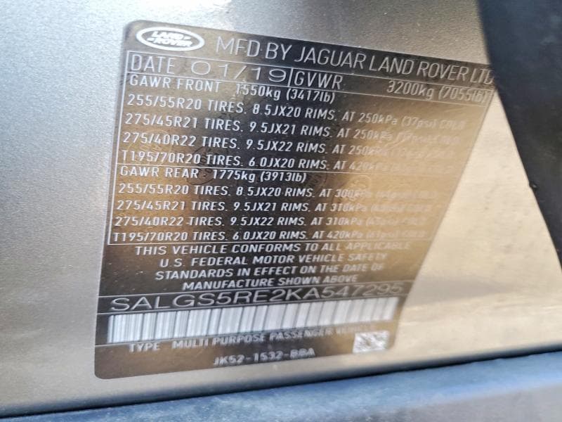 2019 LAND ROVER RANGE ROVER SUPERCHARGED 14