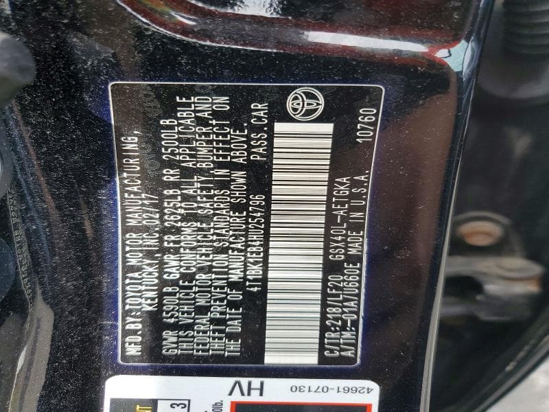 2017 TOYOTA AVALON XLE PLUS 12