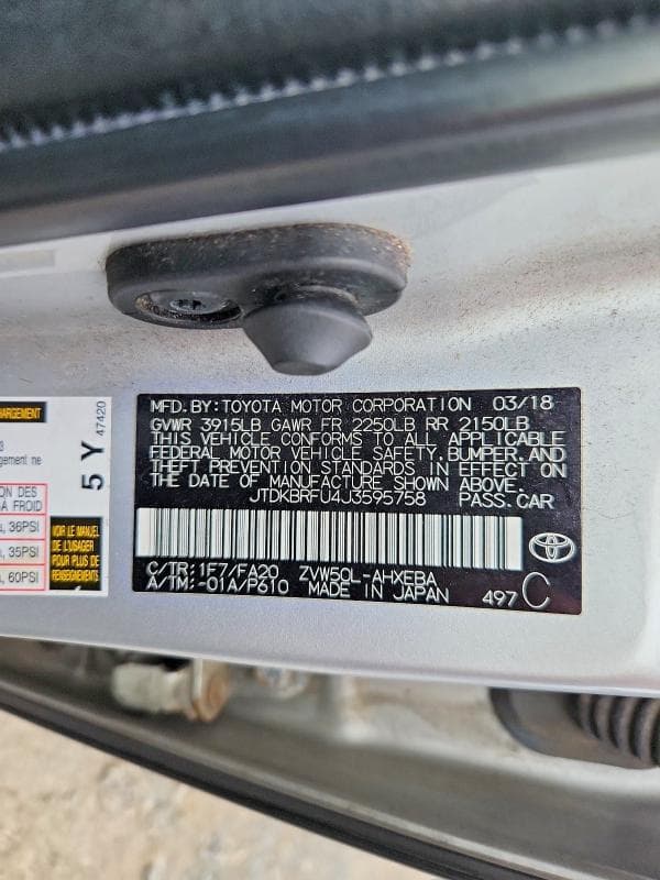 2018 TOYOTA PRIUS TWO 12