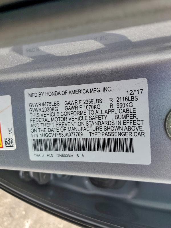 2018 HONDA ACCORD TOURING 12
