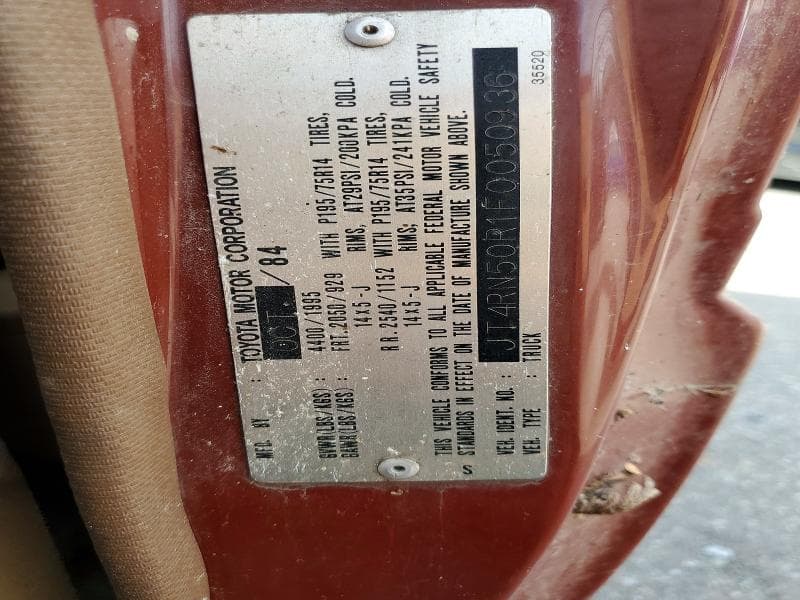 1985 TOYOTA PICKUP 1/2 TON RN50 12