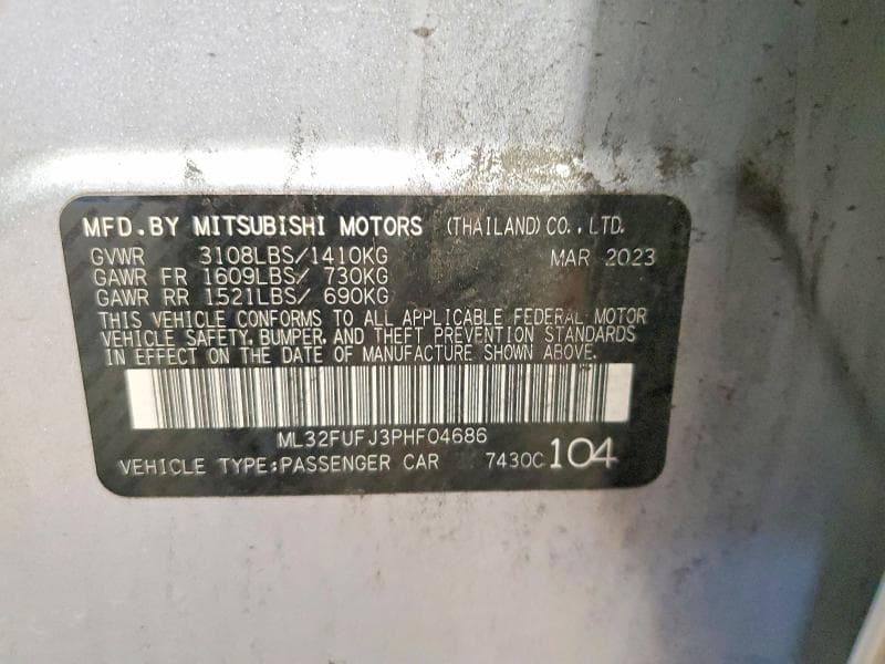 2023 MITSUBISHI MIRAGE G4 ES 12