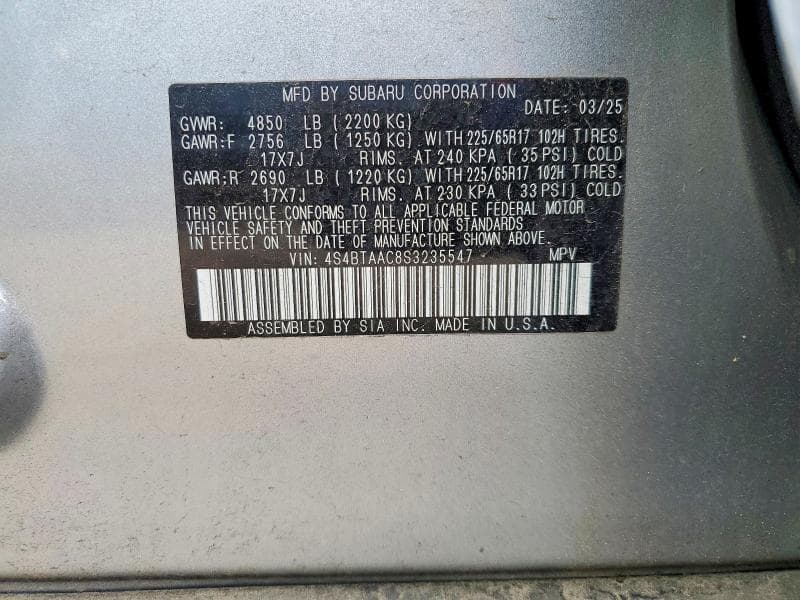 2025 SUBARU OUTBACK 12