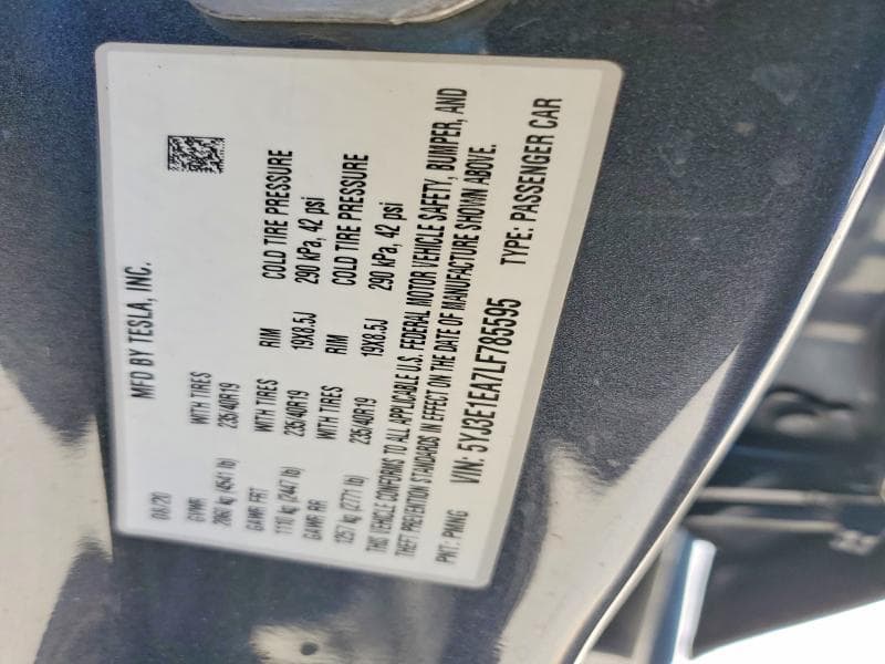 2020 TESLA MODEL 3 12