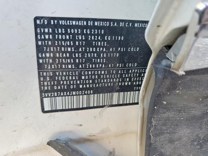 2018 VOLKSWAGEN TIGUAN SE SE 12