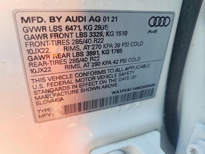 2021 AUDI Q8 PRESTIGE S-LINE 13