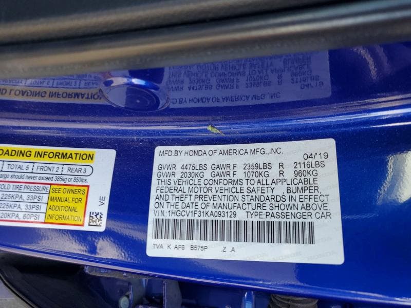 2019 HONDA ACCORD SPORT 12