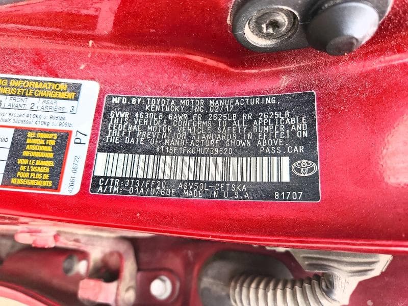 2017 TOYOTA CAMRY SE 12