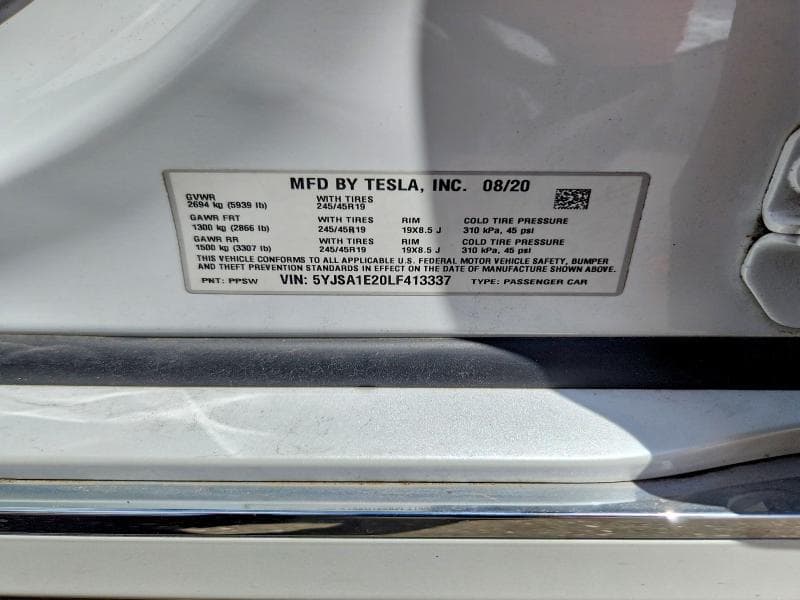 2020 TESLA MODEL S 12