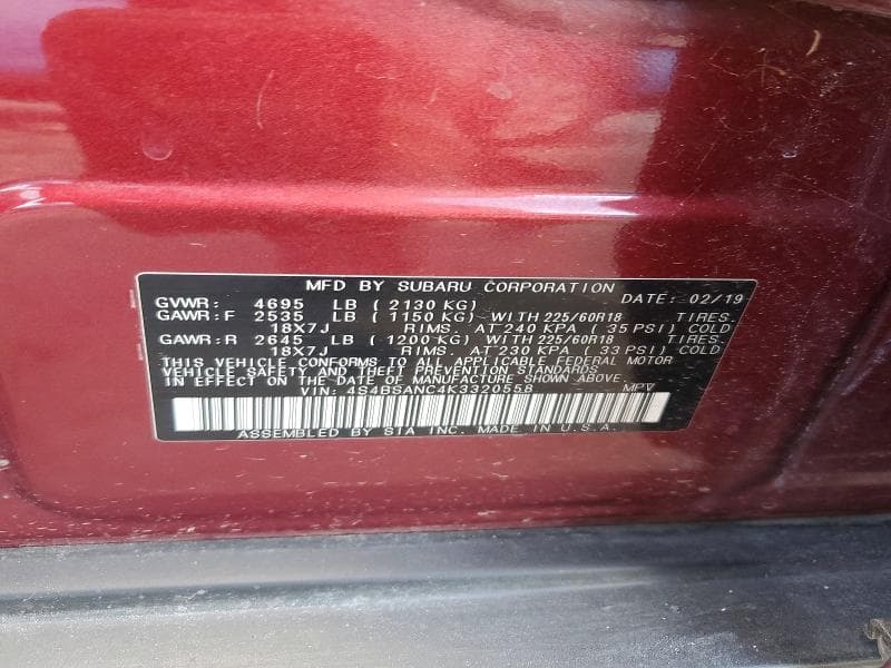 2019 SUBARU OUTBACK 2.5I LIMITED 13