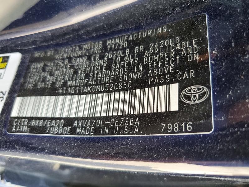 2021 TOYOTA CAMRY SE 12