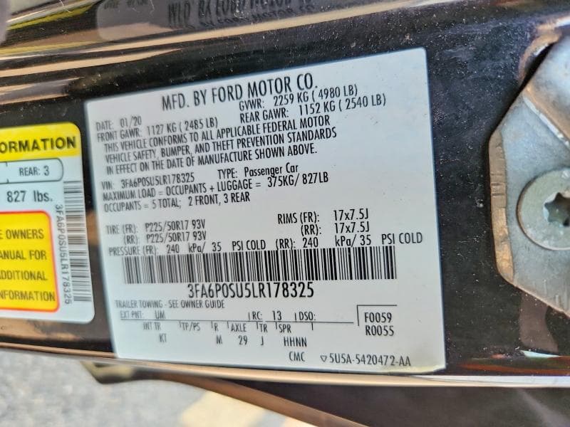 2020 FORD FUSION TITANIUM 12