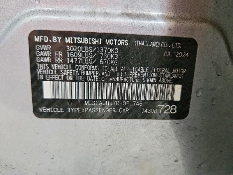 2024 MITSUBISHI MIRAGE ES 12