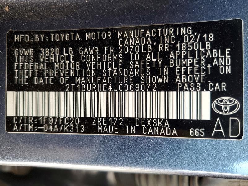 2018 TOYOTA COROLLA SE 12
