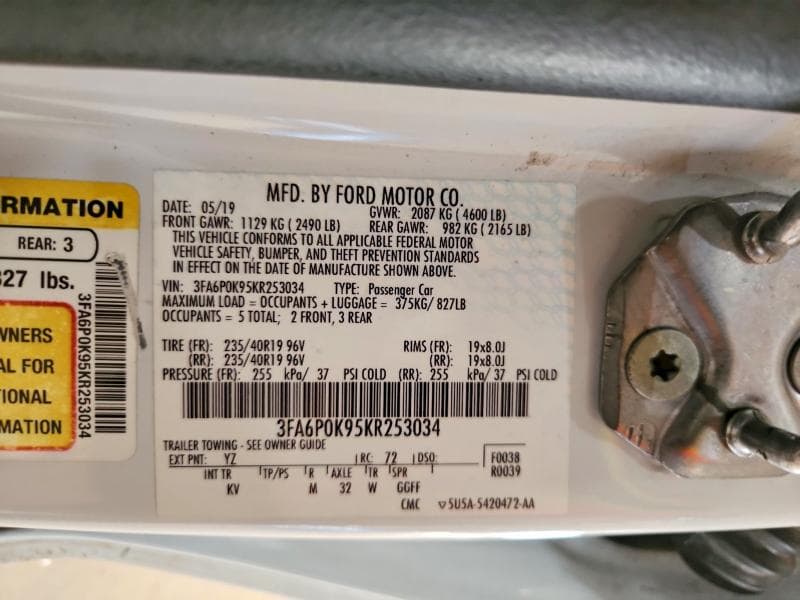 2019 FORD FUSION TITANIUM 12