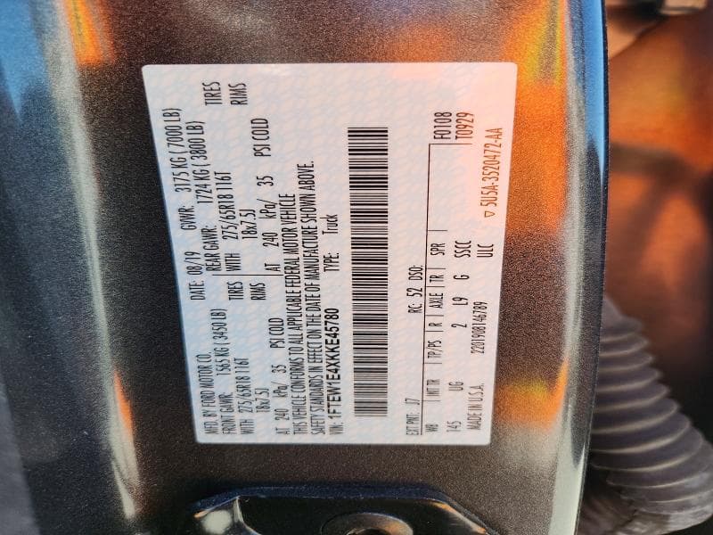 2019 FORD F150 SUPERCREW 12