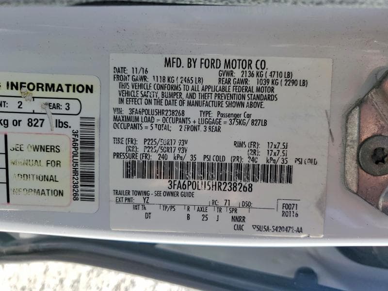 2017 FORD FUSION SE HYBRID 12