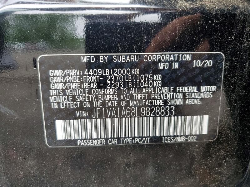 2020 SUBARU WRX 12