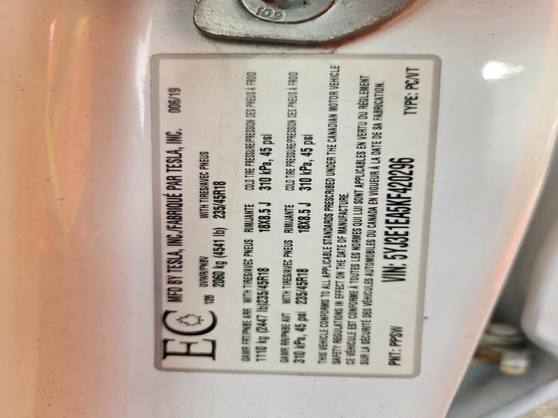 2019 TESLA MODEL 3 12