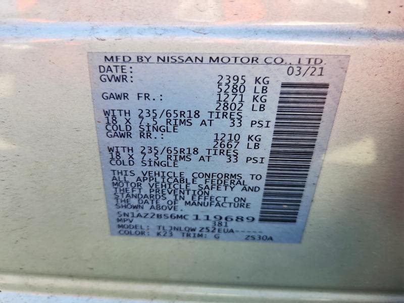 2021 NISSAN MURANO SV 12