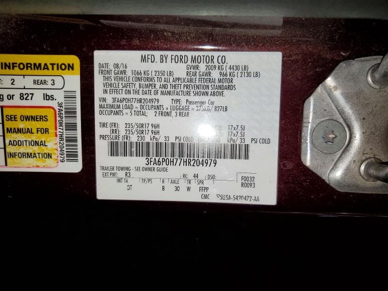 2017 FORD FUSION SE 12