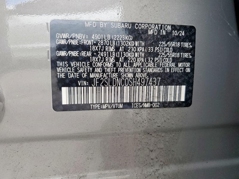 2025 SUBARU FORESTER LIMITED 12